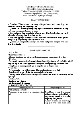 Giáo án Mầm non Lớp Mầm - Tuần 1, Chủ đề nhánh 1: Ngày hội trăng rằm - Năm học 2022-2023 - Nguyễn Thị Thu