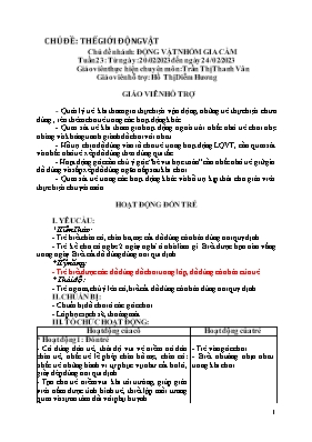 Giáo án Mầm non Lớp Mầm - Tuần 23, Chủ đề nhánh: Động vật nhóm gia cầm - Năm học 2022-2023 - Hồ Thị Diễm Hương
