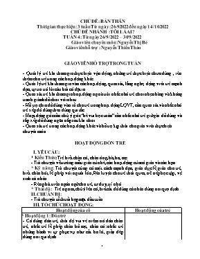 Giáo án Mầm non Lớp Mầm - Tuần 4, Chủ đề nhánh: Tôi là ai? - Năm học 2022-2023 - Nguyễn Thị Bé