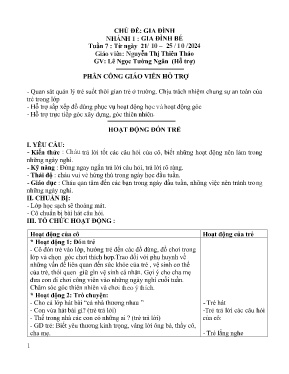 Giáo án Mầm non Lớp Mầm - Tuần 7, Nhánh 1: Gia đình bé - Năm học 2024-2025 - Lê Ngọc Tường Ngân