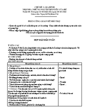 Giáo án Mầm non Lớp Mầm - Tuần 8, Nhánh 1: Những người thân yêu của bé - Năm học 2022-2023 - Nguyễn Thị Kim Chi