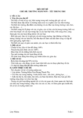 Kế hoạch bài dạy Mầm non Lớp Mầm - Tuần 1, Nhánh 1: Ngày hội đến trường - Năm học 2024-2025 - Lê Thúy Mi