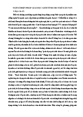 Một số biện pháp giáo dục giới tính cho trẻ mầm non