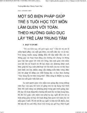 Một số biện pháp giúp trẻ 5 tuổi học tốt môn làm quen với Toán theo hướng giáo dục lấy trẻ làm trung tâm