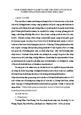 Một số biện pháp tạo hứng thú cho trẻ 4-5 tuổi trải nghiệm hoạt động khám phá khoa học