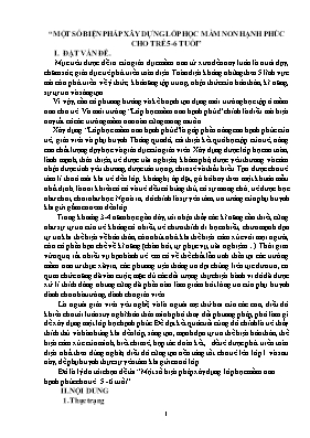 Một số biện pháp xây dựng lớp học mầm non hạnh phúc cho trẻ 5 - 6 tuổi