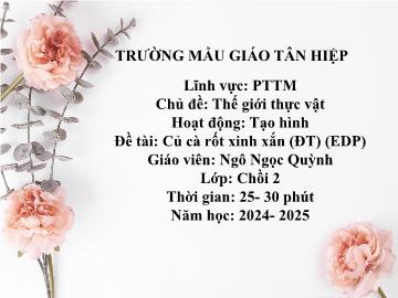 Bài giảng Mầm non Lớp Chồi - Chủ đề: Thế giới thực vật - Đề tài: Củ cà rốt xinh xắn (EDP) - Năm học 2024-2025 - Ngô Ngọc Quỳnh