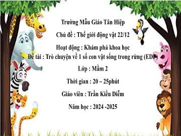 Bài giảng Mầm non Lớp Mầm - Chủ đề: Thế giới động vật. 22/12 - Đề tài: Trò chuyện về 1 số con vật sống trong rừng - Năm học 2024-2025 - Trần Kiều Diễm