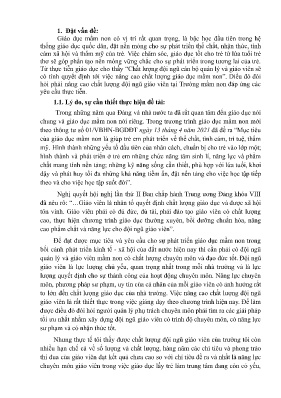 Một số biện pháp nâng cao chất lượng chuyên môn cho đội ngũ giáo viên trong trường Mẫu giáo Tuổi Thơ