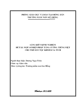 Một số biện pháp tăng cường tiếng việt cho trẻ dân tộc Khmer 5 - 6 tuổi