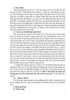 Một số biện pháp xây dựng môi trường giáo dục theo hướng giáo dục lấy trẻ làm trung tâm