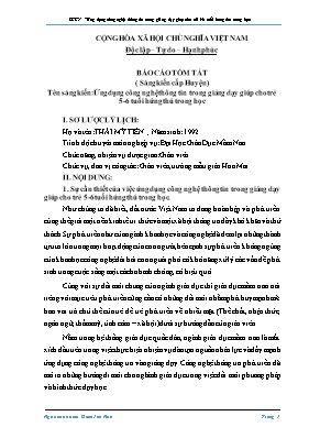 Ứng dụng công nghệ thông tin trong giảng dạy giúp cho trẻ 5-6 tuổi hứng thú trong học