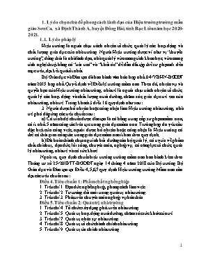 Xây dựng phong cách lãnh đạo dân chủ của Hiệu trưởng trường mẫu giáo Sơn Ca, huyện Đông Hải, tỉnh Bạc Liêu năm học 2020-2021