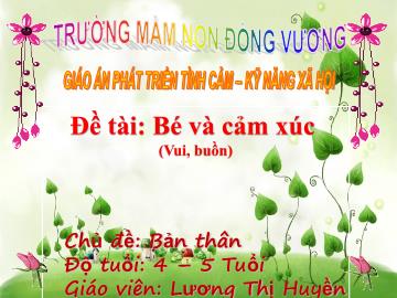 Bài giảng Mầm non Lớp Chồi - Chủ đề: Bản thân - Đề tài: Bé và cảm xúc (Vui, buồn) - Lương Thị Huyền