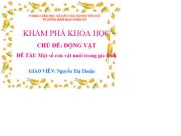 Bài giảng Mầm non Lớp Chồi - Chủ đề: Động vật - Đề tài: Một số con vật nuôi trong gia đình - Nguyễn Thị Thuận