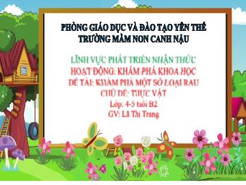 Bài giảng Mầm non Lớp Chồi - Chủ đề: Thực vật - Đề tài: Khám phá 1 số loại rau - Lã Thị Trang