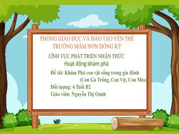 Bài giảng Mầm non Lớp Chồi - Đề tài: Khám Phá con vật sống trong gia điình (Con Gà Trống, Con Vịt, Con Mèo) - Nguyễn Thị Oanh