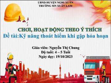 Bài giảng Mầm non Lớp Chồi - Đề tài: Kĩ năng thoát hiểm khi gặp hỏa hoạn - Năm học 2023-2024 - Nguyễn Thị Chung