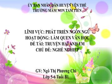 Bài giảng Mầm non Lớp Lá - Chủ đề: Nghề nghiệp - Đề tài: Truyện Hai anh em - Ngô Thị Phương Chi