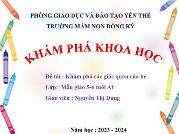Bài giảng Mầm non Lớp Lá - Đề tài: Khám phá các giác quan của bé - Năm học 2023-2024 - Nguyễn Thị Dung