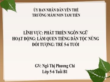 Bài giảng Mầm non Lớp Lá - Đề tài: Làm quen tiếng dân tộc Nùng - Ngô Thị Phương Chi