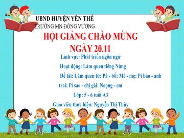 Bài giảng Mầm non Lớp Lá - Đề tài: Làm quen từ Pá-bố, Mé-mẹ, Pỉ báo-anh trai, Pỉ sao-chị gái, Noọng-em - Nguyễn Thị Thùy