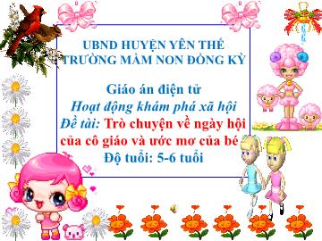 Bài giảng Mầm non Lớp Lá - Đề tài: Trò chuyện về ngày hội của cô giáo và ước mơ của bé - Trường Mầm non Đồng Kỳ