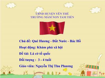 Bài giảng Mầm non Lớp Mầm - Chủ đề: Quê hương. Đất nước. Bác Hồ - Đề tài: Lá cờ tổ quốc - Nguyễn Thị Thu Phương