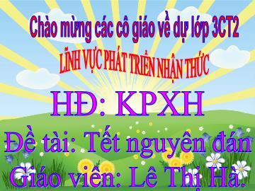 Bài giảng Mầm non Lớp Mầm - Đề tài: Tết nguyên đán - Lê Thị Hà