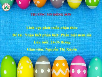 Bài giảng Mầm non Lớp Nhà trẻ - Đề tài: Nhận biết phân biệt Màu sắc - Nguyễn Thị Xuyến