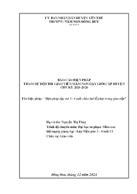 Biện pháp dạy trẻ 3 - 4 tuổi chào hỏi lễ phép trong giao tiếp