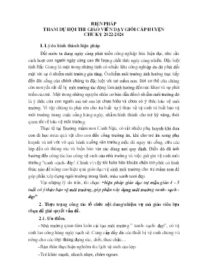 Biện pháp giáo dục trẻ mẫu giáo 4-5 tuổi có ý thức bảo vệ môi trường, góp phần xây dựng môi trường xanh-sạch-đẹp