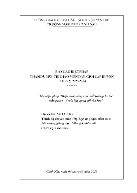 Biện pháp nâng cao chất lượng cho trẻ mẫu giáo 4 - 5 tuổi làm quen với văn học