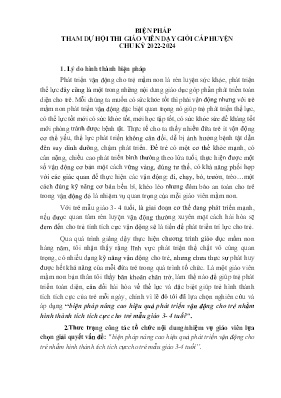 Biện pháp nâng cao hiệu quả phát triển vận động cho trẻ nhằm hình thành tích tích cực cho trẻ mẫu giáo 3-4 tuổi