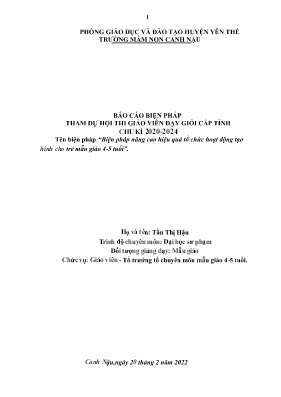 Biện pháp nâng cao hiệu quả tổ chức hoạt động tạo hình cho trẻ mẫu giáo 4-5 tuổi