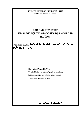 Biện pháp rèn thói quen vệ sinh cho trẻ mẫu giáo 3-4 tuổi