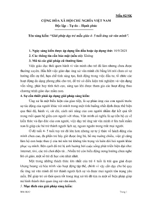 Giải pháp dạy trẻ mẫu giáo 4-5 tuổi ứng xử văn minh