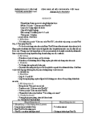 Giáo án Mầm non Khối Chồi - Chủ đề: Nghề nghiệp - Đề tài: Truyện Cây rau của Thỏ Út - Trường Mầm non Đồng Lạc