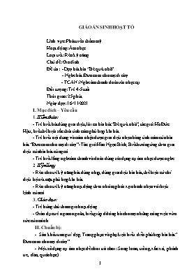 Giáo án Mầm non Lớp Chồi - Chủ đề: Gia đình - Đề tài: Dạy hát bài Bé quét nhà. Nghe hát Đưa cơm cho mẹ đi cày - Năm học 2021-2022