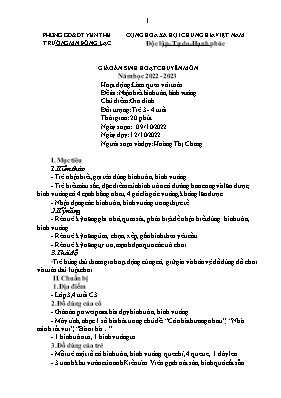 Giáo án Mầm non Lớp Chồi - Chủ đề: Gia đình - Đề tài: Nhận biết hình tròn, hình vuông - Năm học 2022-2023 - Hoàng Thị Chang