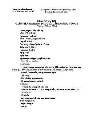 Giáo án Mầm non Lớp Chồi - Chủ đề: Giao thông - Đề tài: Vẽ tàu, thuyền trên biển - Trường Mầm non Hương Vĩ