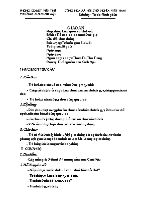 Giáo án Mầm non Lớp Lá - Chủ đề: Giao thông - Đề tài: Trò chơi với nhóm chữ cái g, y - Thẩm Thị Thu Trang