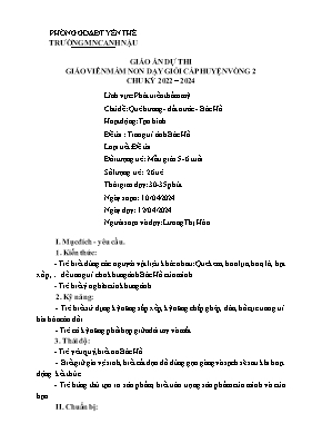 Giáo án Mầm non Lớp Lá - Chủ đề: Quê hương. Đất nước. Bác Hồ - Đề tài: Trang trí ảnh Bác Hồ - Năm học 2023-2024 - Lương Thị Hòa