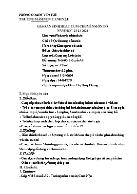 Giáo án Mầm non Lớp Lá - Chủ đề: Quê hương đất nước - Đề tài: Giờ trên đồng hồ - Năm học 2023-2024 - Đoàn Thị Thùy Dương