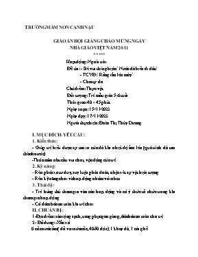 Giáo án Mầm non Lớp Lá - Chủ đề: Thực vật - Đề tài: Bé vui thí nghiệm Nước đá biến đi đâu. Trò chơi vận động Rồng rắn lên mây. Chơi tự do - Năm học 2023-2024 - Đoàn Thị Thùy Dương