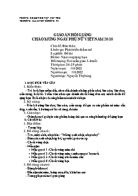 Giáo án Mầm non Lớp Mầm - Chủ đề: Bản thân - Đề tài: Nặn vòng tặng bạn - Năm học 2022-2023 - Nguyễn Thị Sáng