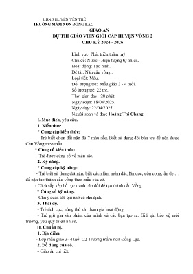 Giáo án Mầm non Lớp Mầm - Chủ đề: Nước và hiện tượng tự nhiên - Đề tài: Nặn cầu vồng - Năm học 2024-2025 - Hoàng Thị Chang