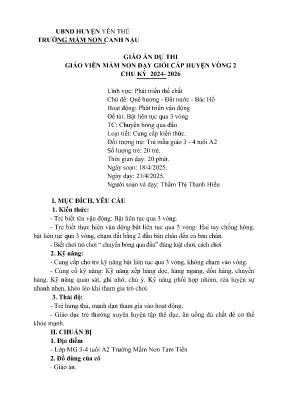 Giáo án Mầm non Lớp Mầm - Chủ đề: Quê hương-Đất nước-Bác Hồ - Đề tài: Bật liên tục qua 3 vòng - Năm học 2024-2025 - Thẩm Thị Thanh Hiếu