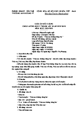 Giáo án Mầm non Lớp Nhà trẻ - Chủ đề: Đồ dùng, đồ chơi của bé - Đề tài: Truyện Thỏ con không vâng lời - Năm học 2022-2023 - Nguyễn Thị Phượng