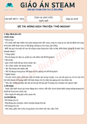 Giáo án Steam Mầm non Lớp Lá - Đề tài: Đóng kịch truyện Thỏ ngoan